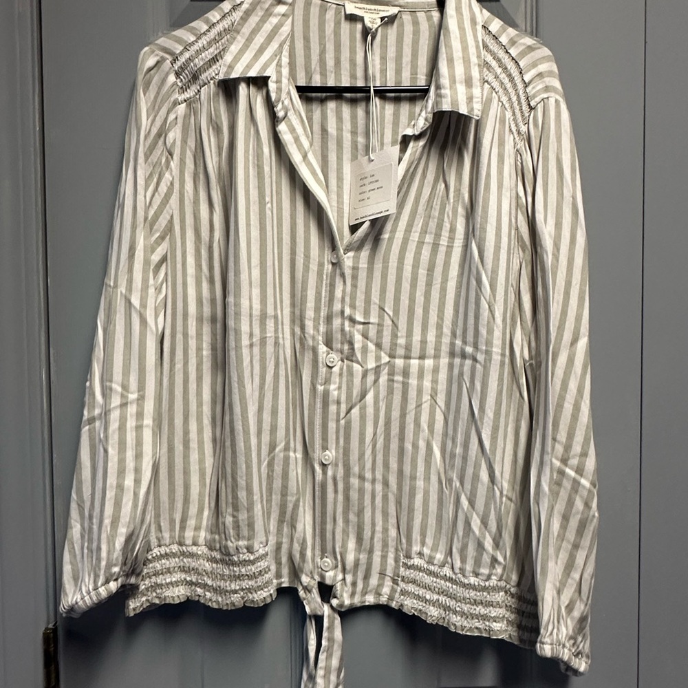 Beach Lunch Lounge Striped Button-Up Blouse